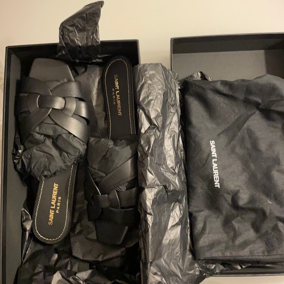 Saint Laurent Tribute leather slides size 8 black - Picture 2 of 5